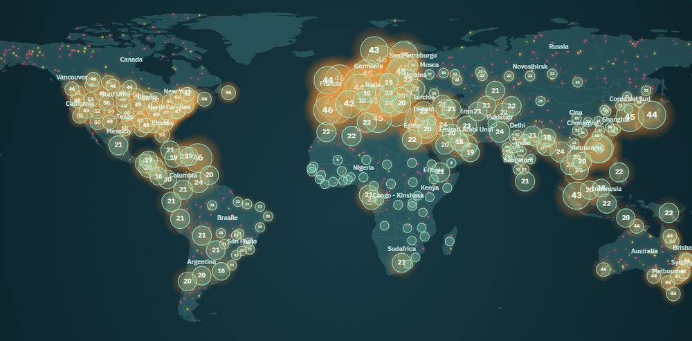 Social Risk map in January 2040: social tension country by country